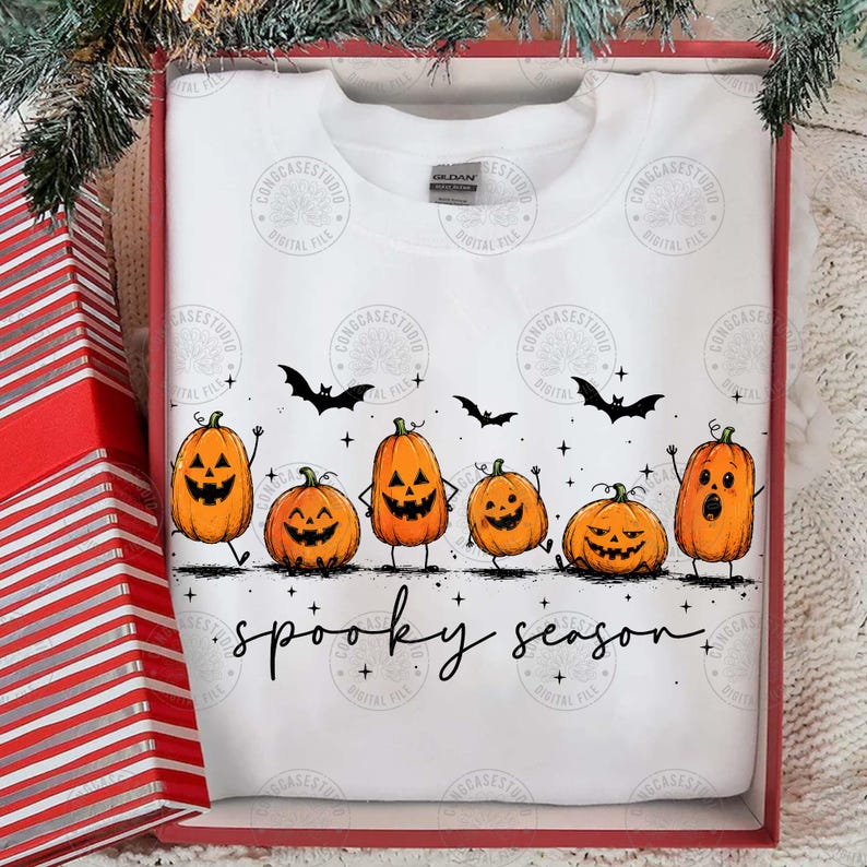 Spooky Season Png: Cute Pumpkin Png, Trendy Fall Png, Autumn Png, Halloween Png, Fall Pumpkin Sublimation Shirt Png, Digital Download image 6