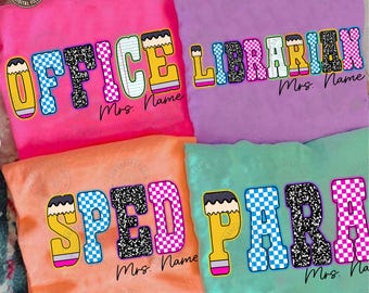 Neon Checkered Teacher PNG: Distressed Back to School Design (Digital Download
