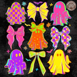 Halloween Png, Funny Halloween Png, Halloween Bow Ghost Neon Png, Cute Boo Ghost Coquette Png, Spooky Season Png, Digital Download