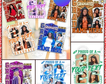 Class of 2026 Graduation Fan Canva Bundle PNG: Editable Senior Photo Templates, Digital Download