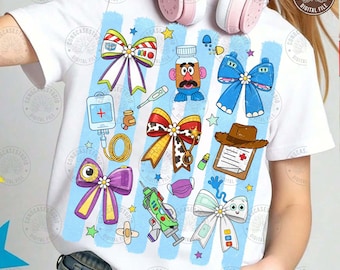 Striped Nurse Story Png: Toy And Friends Cartoon Bow Png, You've Got A Friend In Me Png, Trendy Nurse Cartoon Png, Digital Download