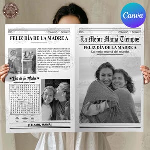 Editable Mothers Day Newspaper Canva Template, Printable Mothers Day, Newspaper Bouquet Wrap, Digital Gift Mothers Day , Digital Download