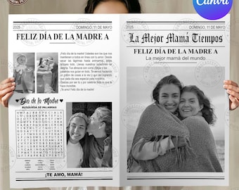 Editable Mothers Day Newspaper Canva Template, Printable Mothers Day, Newspaper Bouquet Wrap, Digital Gift Mothers Day , Digital Download