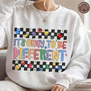 Regnbågsautismkokett PNG: Retro autismmedvetenhetsdesign, autismpussel och band, det är okej att vara annorlunda PNG, digital nedladdning