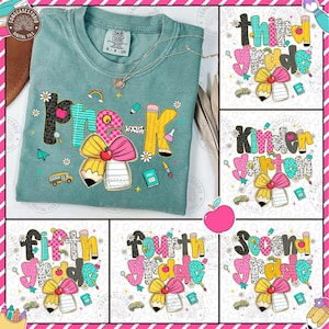 Preppy Back to School Floral Bundle, First Day Of School, First/Second/Third Grade Design, School Preppy School Png, Digital Download