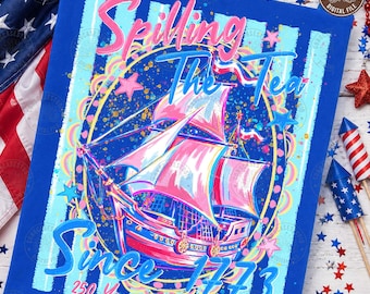 Spilla te sedan 1773 PNG: Rolig preppy patriotisk 4 juli-tröjadesign, digital nedladdning