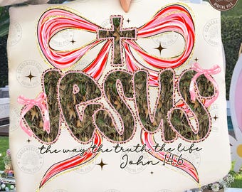 Camo Jesus PNG, Coquette Camo Woodlands, John 14:6 “The Way The Truth The Life” Jesus Easter Design, Digital Download