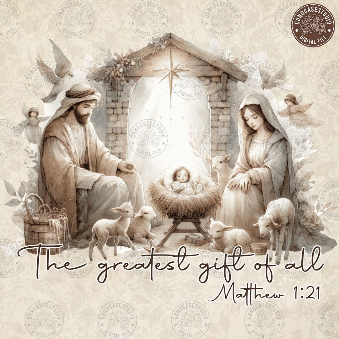 The Greatest Gift of All Png, Jesus Christmas PNG, Christian Christmas ...