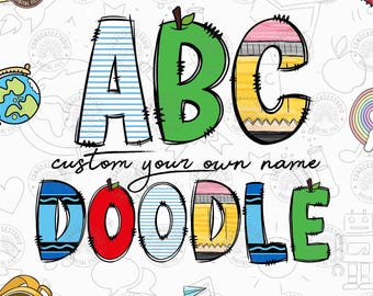 BUNDLE rentrée des lettres Doodle lettres Png, rentrée des classes Png, jeu de polices Alpha Doodle dessinés à la main au crayon, cadeau pour étudiant, téléchargement numérique