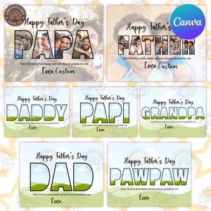 Bundle Customize Dad/Papa/Grandpa/Daddy Canva Template Insert Photo, Happy Father’s Day Png, Gift For Father Canva Png, Digital Download