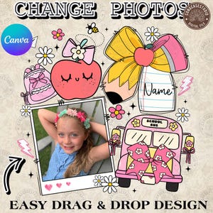 Custom School With Name Png, Personalized Back To School Toddler Shirt Design, Add Your Photo Boys Girls Kids Coquette Png, Digital Download