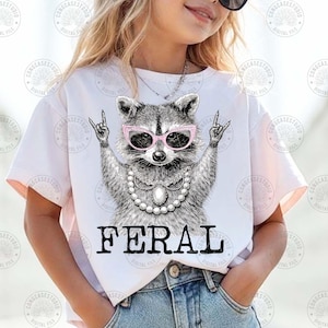 Raccoon PNG: Feral Mama Raccoon Funny Sarcastic Boujee Design, Trendy Mothers Day Humor Shirt Graphic, Digital Download image 3