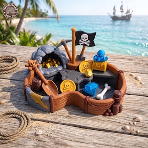 Pirate Playset, Pirate Halloween Play Kit, Pirate Pretend Play Lab, Halloween Sensory Play Toy, Kids Activity 3MF STL File, 3D Print File