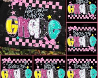 Coquette Rutigt Lärarteam Bundle PNG: Grundskolelärarskjortadesign, digital nedladdning