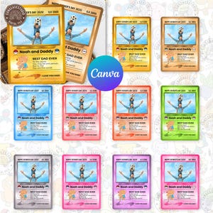 Carte photo personnalisée modifiable sur toile, carte de fête des pères anime Png, meilleur design de carte pour papa, cadeau de fête des pères, carte pour papa, téléchargement numérique