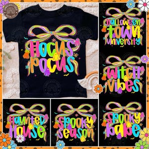 Retro Neon Halloween PNG Bundle: Spooky Witch, Ghost & Pumpkin , Digital Download