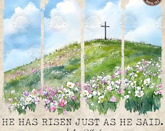 He is Risen Png, Wildflower Png, Spring Easter Sublimation Designs Brushstroke Png, Jesus Easter Png, Easter Christian Png, Digital Download