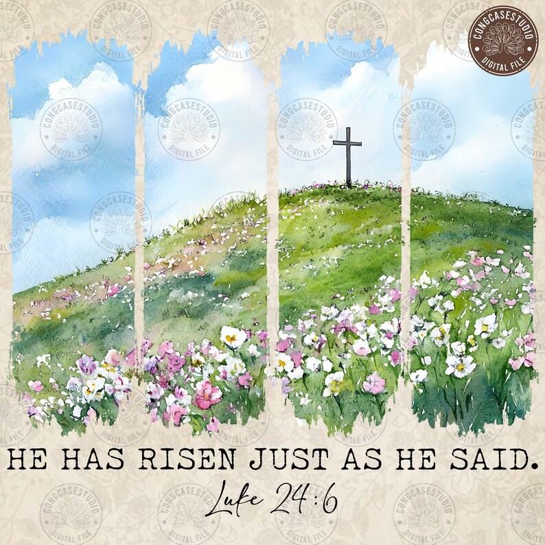 He is Risen Png, Wildflower Png, Spring Easter Sublimation Designs ...