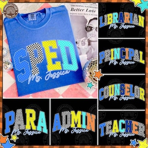 School Occupation PNG Bundle, Back to School Teacher Sped Para Counselor, Preppy First Day of School Bright Neon Teacher , Digital Download