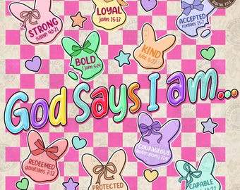 Easter Coquette Bow Png, Retro Easter God Says I Am Png, Christian Bible Easter Png, Happy Easter Png, Easter Girls Kids , Digital Download