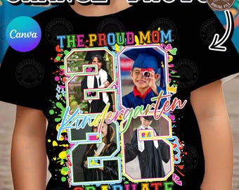 Editable Photo Kindergarten Graduation  Canva Template PNG: Class of 2026 Shirt Design, Digital Download