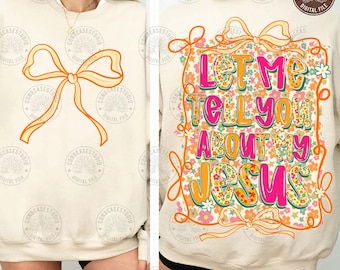 Déjame contarte sobre mi Jesús PNG: Diseño de fe cristiana, estilo femenino moderno, descarga digital