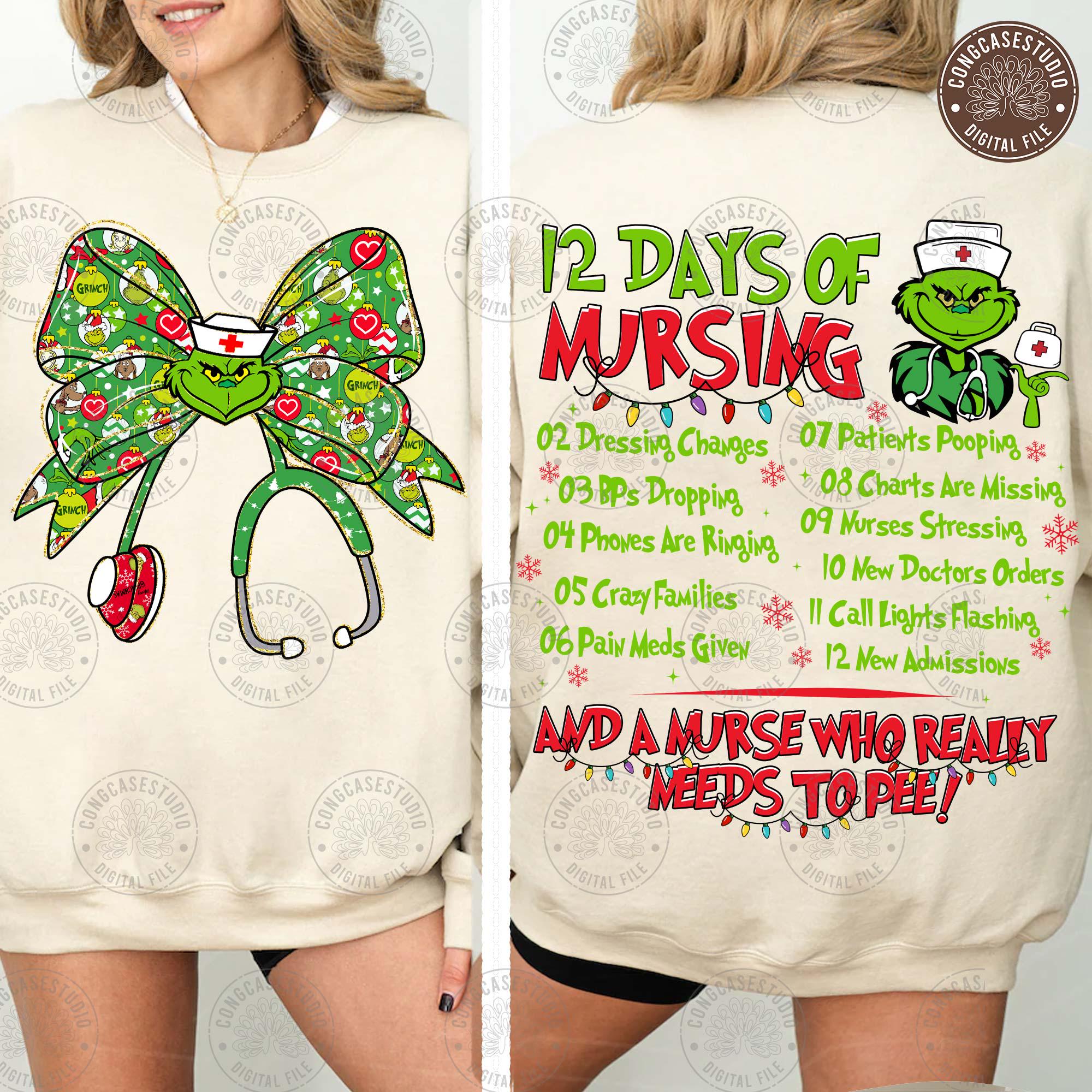 Nurse Christmas Movie PNG: Coquette Green Mean Guy Holiday Gift for Nurse Merry Christmas Png, Digital Download