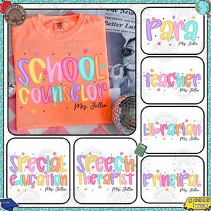 School Occupation PNG Bundle, Preppy First Day of School Bright Neon Girly Png, Back to School Teacher Sped Para Counselor, Digital Download