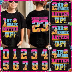 Grade Batter Up Softball Back To School Png, Kindergarten Kid Design, Pre-K to Fourth Grade, Baseball Basketball Boy Sport, Digital Download
