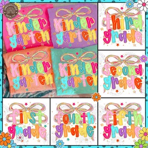 Preppy Back To School PNG Bundle, Coquette School First Day, Preppy School Png, All Grades, Shabby, Glitter, Teacher PNG, Digital Download