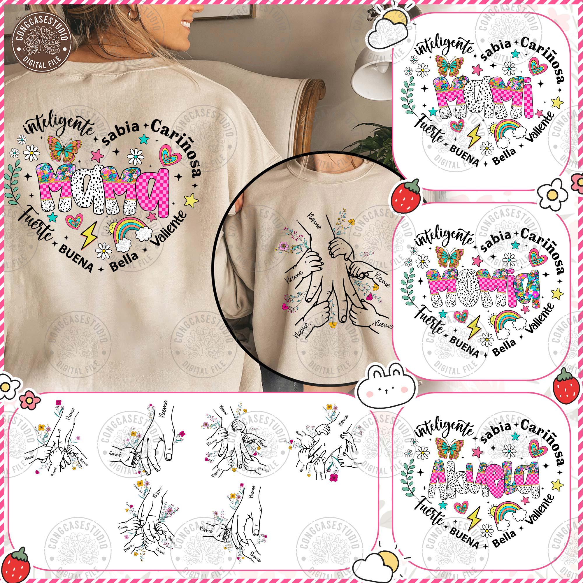 Bundle Personalized Madre Heart Png, Spanish Mama Png, Latina Mom Png, Mama Hands Kid  Png, Happy Mother Day, Floral Madre, Digital Download