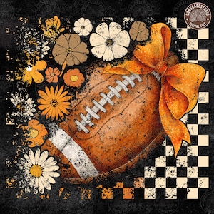 Touchdown Season Png, Retro Football Coquette Game Day Png, Preppy Floral Football Shirt Design,Girly Autumn, Football Mom, Digital Download