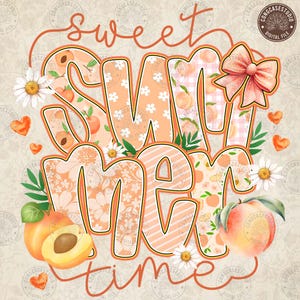Peach Summer Vibes PNG: Sweet Summer Time Clipart (Digital Download)