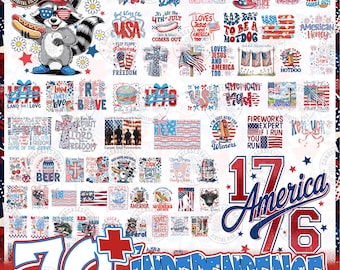 Retro 1776 America PNG Bundle: Patriotic Sublimation Design, Digital Download