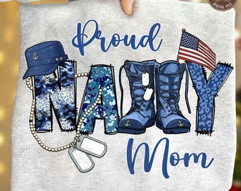 Stolt marin mamma PNG: Anpassad militär familjeskjorta design, patriotisk USA Veterans Day Memorial Day gåva sublimering, digital nedladdning