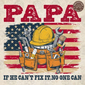 Zabawna koszulka urodzinowa Papa Png, Fixer of Things Png, Koszulka Papa Tools Png, Papa Can Fix It Tool Box Png, Dzień Ojca Png, Pobieranie cyfrowe