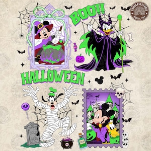 Retro Halloween Cartoon PNG: Spooky Mouse Friends , Digital Download