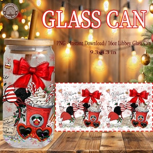 Merry Christmas Movie Glass Can PNG: Cute Xmas Cartoon Coffee 16oz Libbey Wrap Design, Trendy Holiday Art, Digital Download