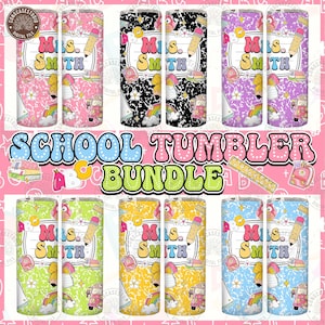 Personalized Teacher 20oz Tumbler Png Bundle, 20 oz Skinny Tumbler Teacher Name, Back To School Wrap Png, Teacher Life Png, Digital Download