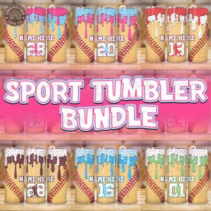 Personalisierte Eis Tropf 20 Unzen Tumbler Wrap Png-Bundle, Flasche Baseball Geschenk für Jungen 20 Unzen Skinny Tumbler Png, Team Geschenk, digitaler Download