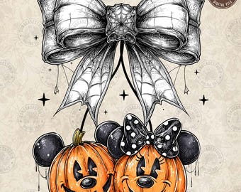 Pumpkin Mouse & Friends PNG: Halloween Coquette Clipart , Digital Download