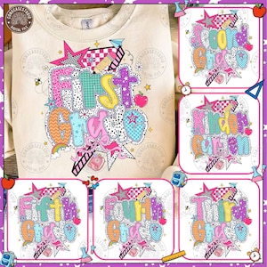 Bundle Preppy Pre-k 1st/2nd/3rd Grade Png, Coquette Teacher First Day of School Shirt Design, Back to School PNG Design,  Digital Download