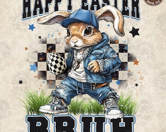 Joyeuses Pâques Png, damier Joyeuses Pâques Bruh Png, rétro lapin de Pâques Png, Png de Pâques pour enfants garçon, tout-petit Png, Png damier, téléchargement numérique