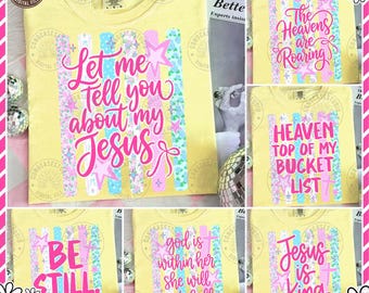 Christian Floral PNG Bundle: Retro Striped Ditsy Bible Verse Designs, Faith Religious Jesus Is King Sublimation, Digital Download