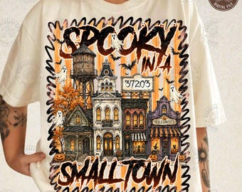 Custom Zip Code Halloween Town Png: Personalized Small Town Sublimation, Custom Town Png, Spooky Vibes Png, Halloween Png, Digital Download