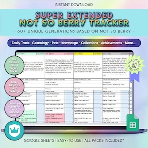 Sims 4 Not So Berry Challenge Tracker, 60+ Generationen (Digitaler Planer) ROYALTY & LEGACY