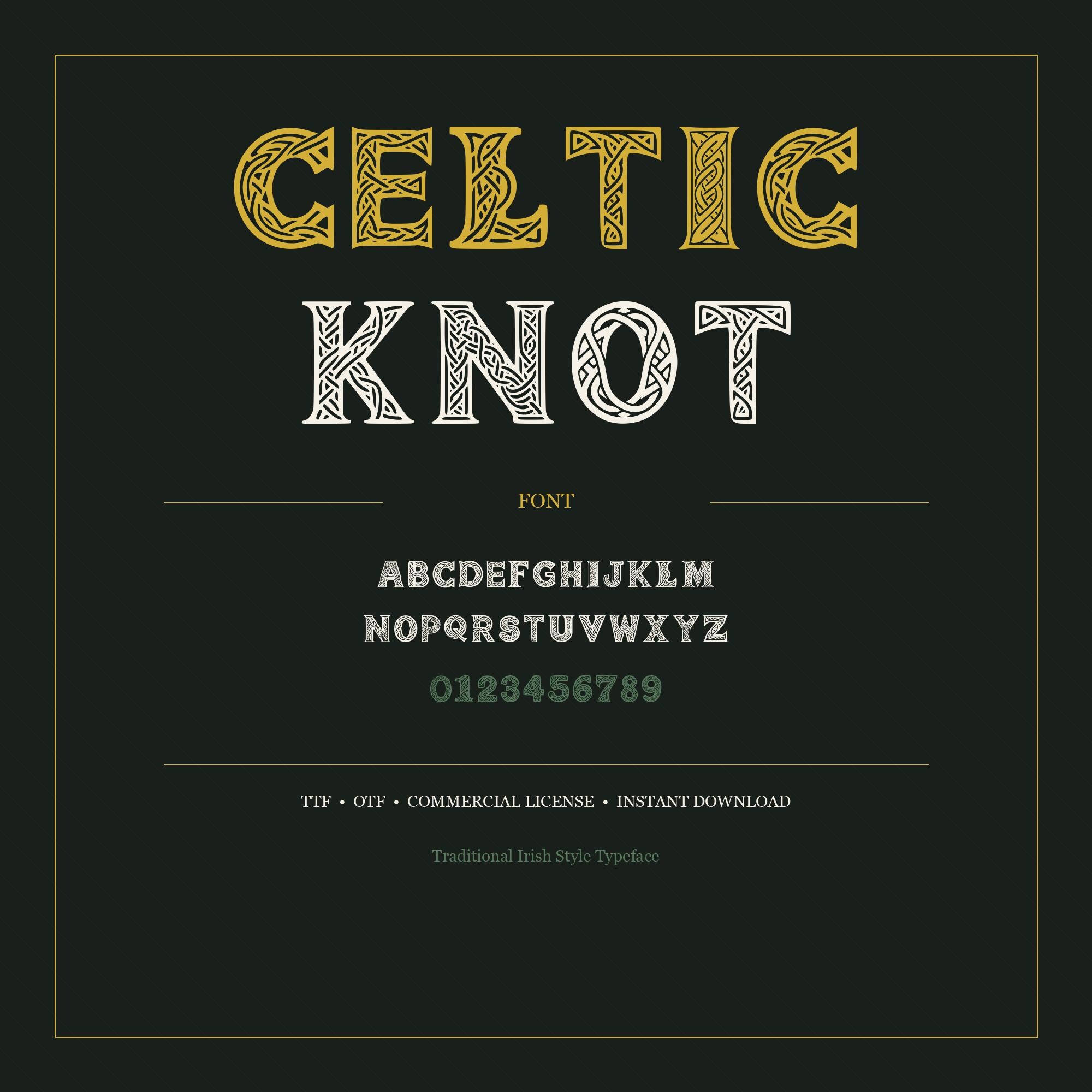 Celtic Knot Installable Vector Font TTF OTF | Irish Gaelic Style ...