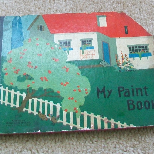 Painting book child or school, vintage. Treasury item.