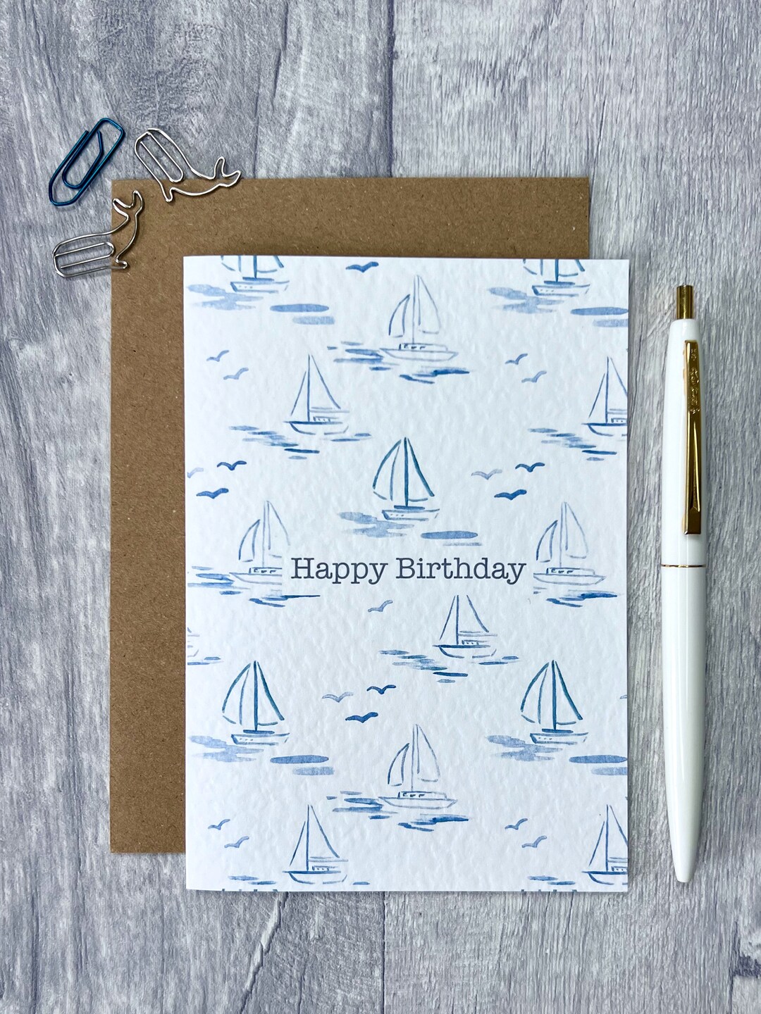 Watercolour Sailing Happy Birthday Card - Summer, Yachting, Nautical ...