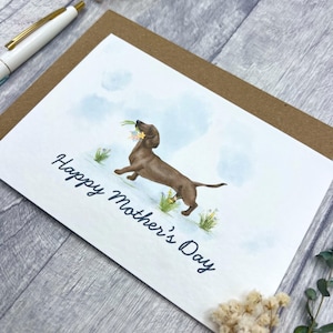 ダックスフント ブラウン 母の日カード - 愛犬にぴったりのパーソナライズされたカード、犬のお母さんのためのかわいいソーセージ犬カード